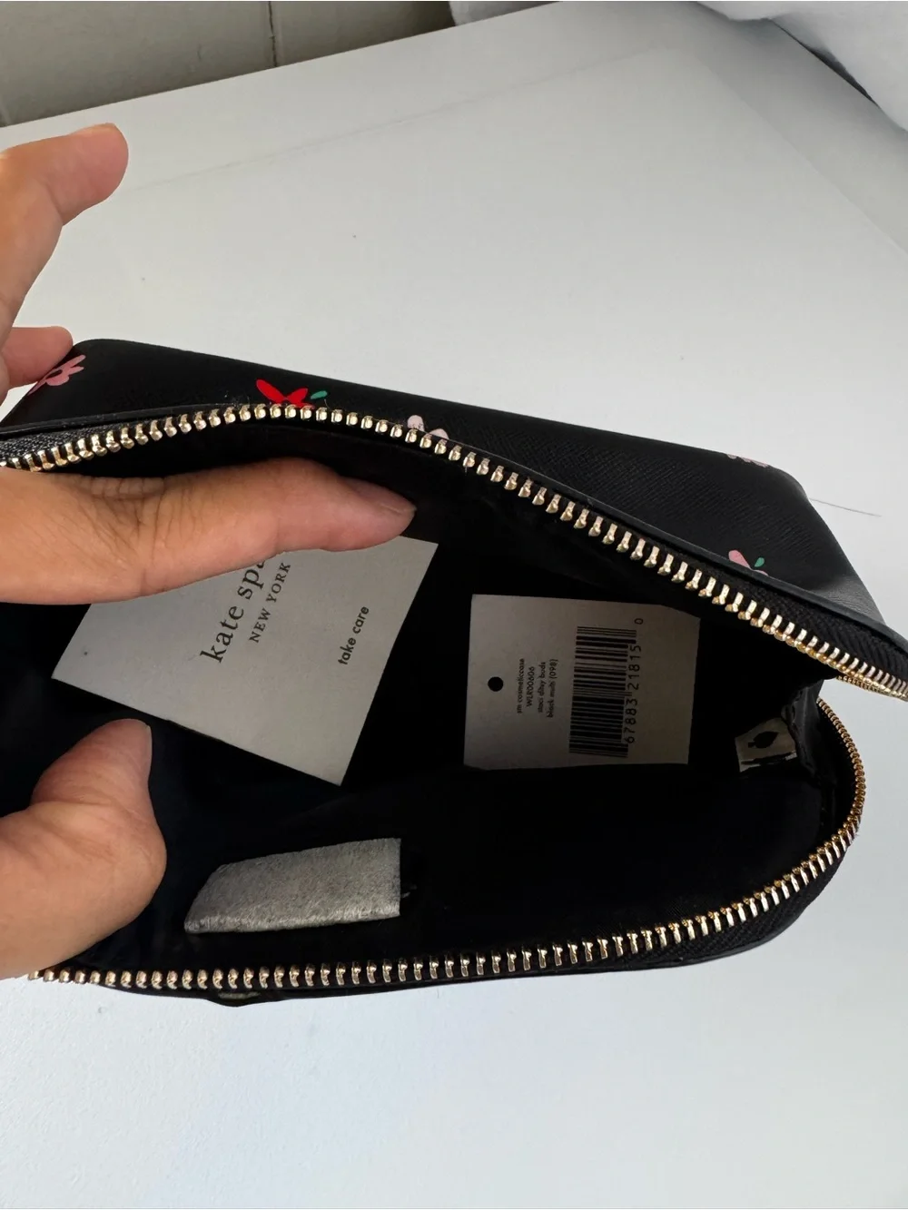 kate spade Black Floral Zip Cosmetic Pouch